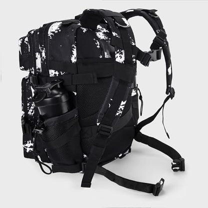 LHI Military Tactical Backpack for Men and Women 45L Army 3 Days Assault Pack Bag Large Rucksack with Shoe Compartment - Black Lightning - color: 1.21 Shoe Compartment（black Lightning）