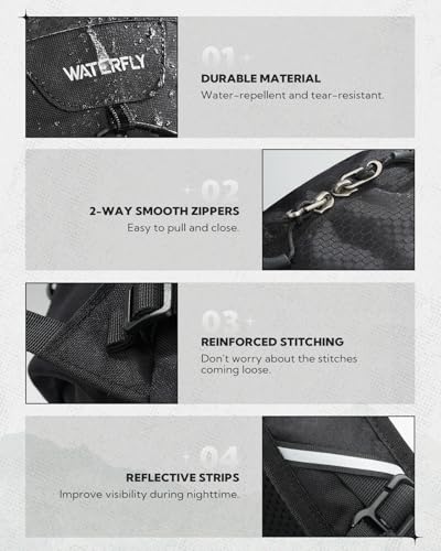 WATERFLY 20L Small Hiking Backpack for Women Men, Lightweight Breathable Back Panel, Chest Strap with Whistle, Fits 2L Water Bladder, Multi-Pocket Bag for Hiking Camping Travel Trekking Outdoor - color: Black