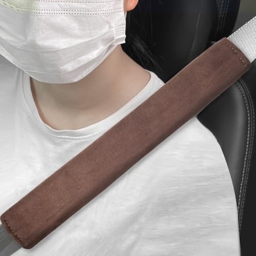 2PCS Suede Universal Car Seat Belt Shoulder Protector Pad,Handbags, Backpacks, Child Straps Protect Your Shoulders and Neck for Adults and Children 11.8in Brown - color: Brown, size: 11.8in