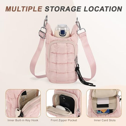 Water Bottle Carrier Bag, Convenient and Durable, Crossbody Water Bottle Holder for Hiking, Cycling - color: Pink