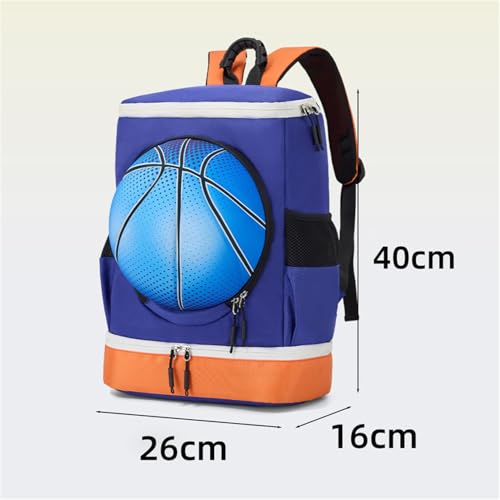 Soccer Backpack with Ball Holder on Outside, Football Volleyball Basketball Backpack with Shoe Compartment and Ball Holder - color: Soccer Blue