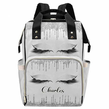 Newcos Personalized Eyelashes Diaper Backpack with Name, Mommy Custom Baby Bag with Shoulder Straps Tote Bags Custom Diaper Bags for Girls - color: Design 001