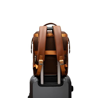 Kinmac Wide Open Style Laptop Backpack for Laptop Up to 15.6 Inch Men Women Travel Outdoor Backpack (Coffee Flower PU) - color: Coffee Flower Pu