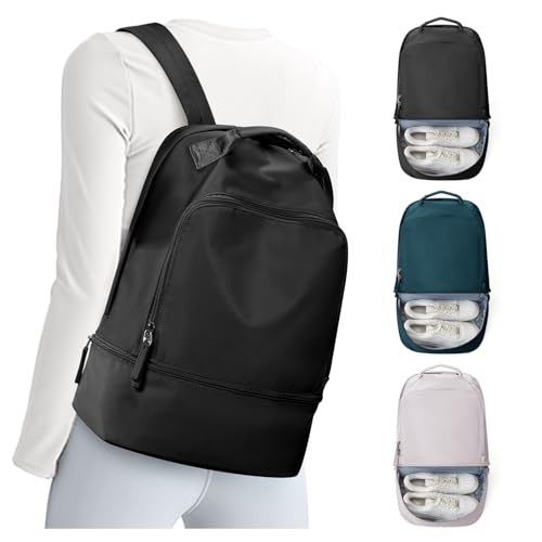 Gym Backpack for Women, Gym Bag with Shoe Compartment, Water Resistant Lightweight Sports Yoga Travel Backpack with Wet Pocket,Cheer Backpack,Black - color: C1-black