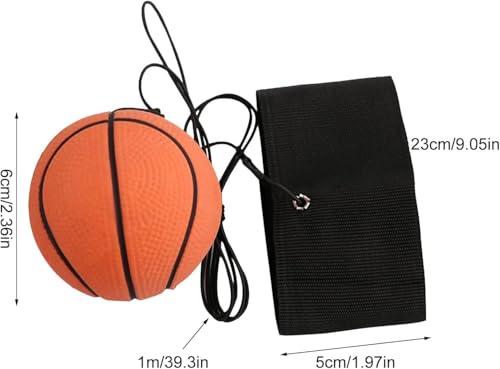 Basketball 2.36 Inch Wrist Return Ball, Sports Balls on a String, Rubber Rebound Bouncy Wristband on Elastic String for Wrist Exercise or Play Speed and Agility Training, Reaction Balls
