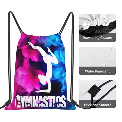 Gymnastics Drawstring Backpack Light Gym String Bag Pink Water Resistant Sackpack Sport Yoga Daypack For Womens Mens - color: Gymnastics1