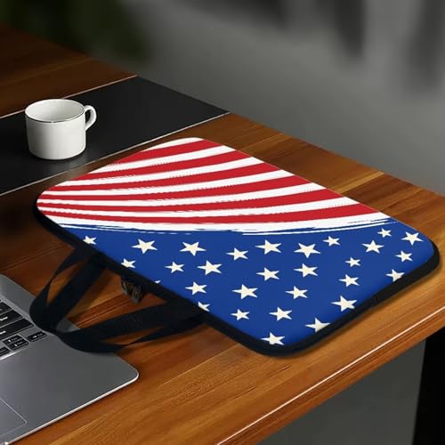 10 Inch American Flag Laptop Sleeve, Red White and Blue Laptop Cover Computer Bag Tablet Carrying Case, Zipper Tote Bags Notebook Sleeves Independence Day Gifts for Men Women - color: American Flag, size: 10 Inch