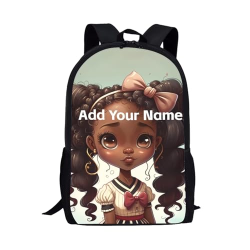 African Bookbag for Girls 10-12/4-6 Personalized Backpack for School Kids 2 Grade/3Rd Grade Custom Name Book Bag Student School Bag - color: African Black Girl-19