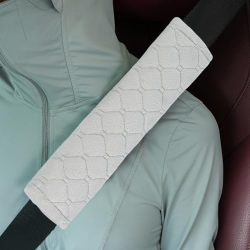 WJS 2 Pack Soft Auto Seat Belt Cover Seatbelt Shoulder Pad for a More Comfortable Driving Compatible with All Cars and Backpack (Gray) - color: Gray