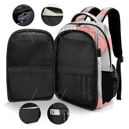 Backpack for School,Sport Ball Athlete Player Soccer Pink Kid Water Resistant Casual Daypack for Travel with Bottle Side Pockets 16.5 Inch - color: Pink