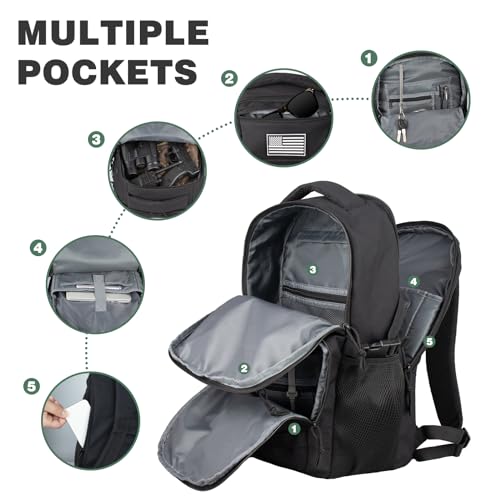 TBNBO Small Military Tactical Backpack for Men, Travel Hiking Black Backpack with Bottle Holder on Both Sides, 25L Laptop Backpack for Work, Men's Assault Bag Back Pack - color: 25lblack
