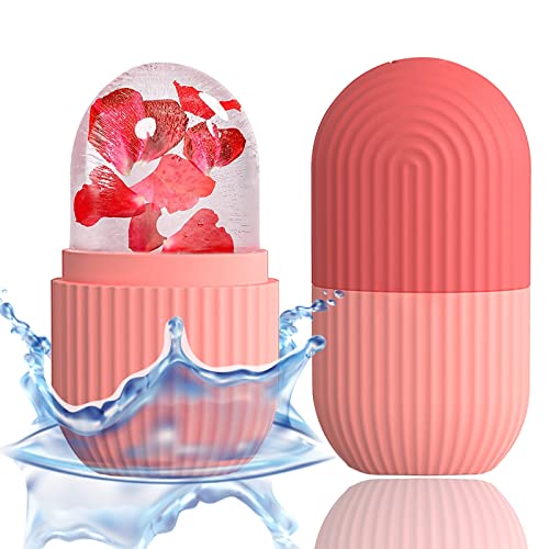 XHJRI Ice Cube Roller Massager for Face, Eyes and Neck Naturally Conditioning and Skin Care,De-Puff Eye Bags,Reduce Migraine Pain,Reusable Massage Silicone Ice Mold (Pink) - color: Pink