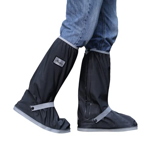 Waterproof Rain Boot Shoe Cover with Reflector Reusable & Foldable - color: Black#2, size: XX-Large