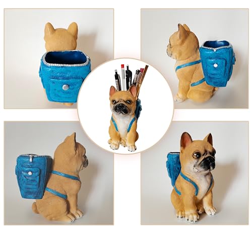 Dog Pen Holder for Desk French Bulldog Gifts for Men Women and Kids Unique Pen Pencil Holder Cup Funny Desktop Organizer for Home Office School Desk Decor (French Bulldog) - style: French Bulldog
