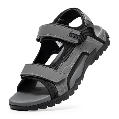 FitVille Men's Wide Sandals Orthopedic Athletic Sandals with Arch Support Comfortable Lightweight Walking Sandals for Outdoor Hiking Beach Travel - color: Dark Grey, size: 14 Wide