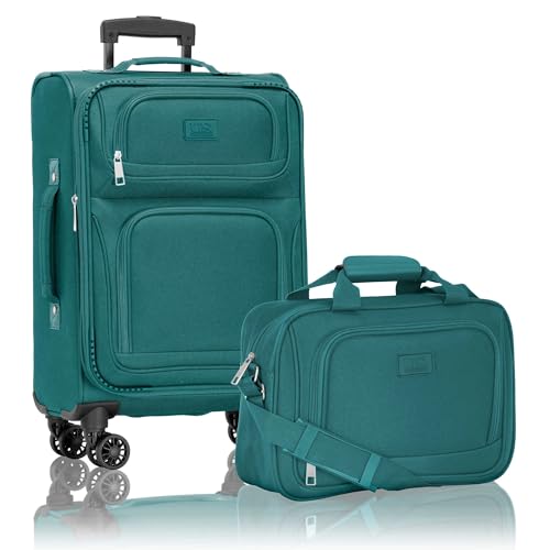 U.S. Traveler Rio Lightweight Softside Rolling Carry-on Suitcase, 4-Wheel Set, Teal - color: Teal, size: 22"/14"
