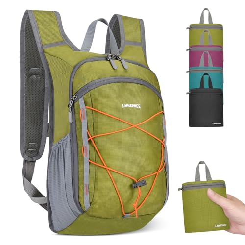 13L Small Hiking Backpack for Women Men, Lightweight Foldable Day pack, Packable Daypack for Travel, Camping (Green) - color: Green