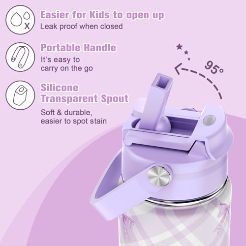 Bevalsa Backpack for Girls, Bow Bookpack with 14oz Insulated Water Bottle, Lunch Bag & Pen Case, Schoolbag for Kids & BPA-FREE Stainless Steel Metal Cup for Elementary Middle Student (Black Purple) - color: Black Purple