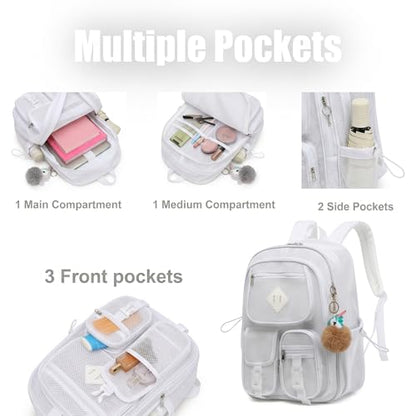 Mesh Backpack for Girls Boys, Heavy Duty Semi-Transparent Mesh Bookbag Womens Mens Mesh Backpacks for School, Sports, Beach, Swimming, Travel - White - color: White