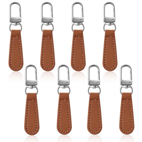 Deoward Zipper Pull Replacement Leather Handle Detachable Zipper Repair Tab for Luggage, Backpacks, Suitcases, Jackets, Purses, Handbags (8 PCS) - style: Leather Handle Zipper Pulls (Khaki)
