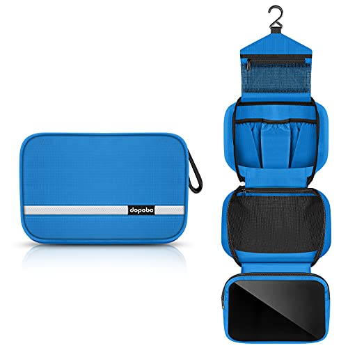 Travel Toiletry Bag for Women, Dopp Kit for Men, Waterproof Makeup Bag Shaving Bag with Hanging Hook, Portable Toiletry Organizer for Traveling and Camping - color: blue