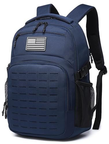 Wotony Military tactical backpack Laser-Cut MOLLE Webbing, backpack for men small tactical assault bag (Blue, 20 inch) - color: Blue, size: 20 inch