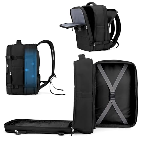 coowoz Large Travel Backpack For Women Men, Carry On Backpack,Hiking Backpack Waterproof Outdoor Sports Rucksack Casual Daypack Expandable Heavy Duty Extra large Backpack Black Expansion - color: Black, size: 45l