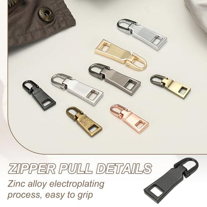 uxcell 2Pcs Zipper Pull Replacement, Detachable Metal Zipper Handle Mend Fixer Tab Repair for Luggage Suitcase Backpack Jacket Bags Boots Coat Handbags, Black - color: Black