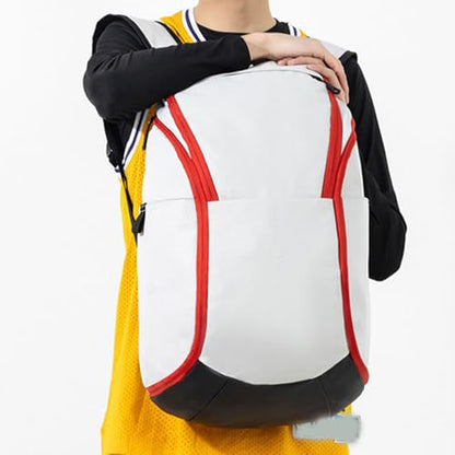 Basketball Backpack, Large Capacity Sports Bag with Laptop Ball Compartment, Soccer Backpack, For Men Using in Sports, Gym, Travel - color: White Red