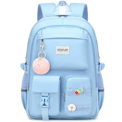 abshoo Big Student Laptop Backpack For College Women Middle High School Teen Girls Bookbag Travel Daypack (Light Blue) - color: Light Blue