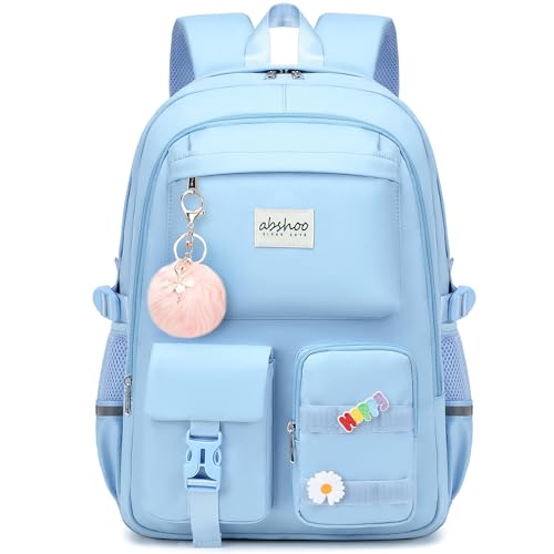 abshoo Big Student Laptop Backpack For College Women Middle High School Teen Girls Bookbag Travel Daypack (Light Blue) - color: Light Blue