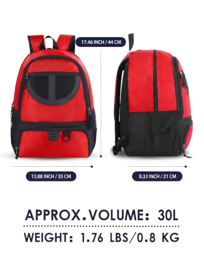 Basketball Bag Backpack for Men Women with Ball & Shoes Compartment 30L Capacity Lightweight Breathable Boys Girls Soccer Ball Bag Backpack Fit Volleyball Football Sports Travel School Gym - color: TK8Red