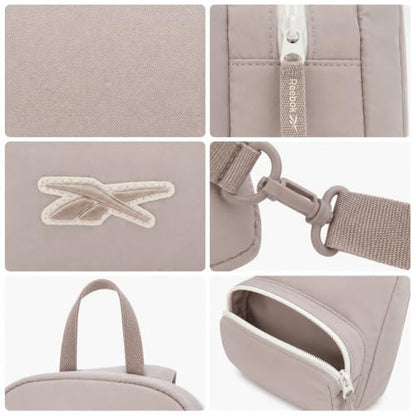 Reebok Unisex Crossbody Bag - Convertible Compact Durable Cross Body Bag for Women and Men - Gym and Travel Essentials, Size One Size, Mikayla Stucco - color: Mikayla Stucco
