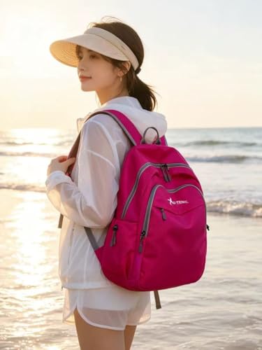 Geboldil Men's and women's lightweight foldable hiking travel backpack waterproof camping backpack fuchsia - color: Fuchsia