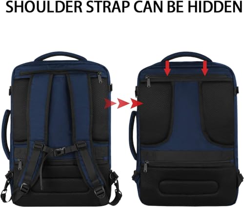 Vancropak Carry On Backpack, 45L Expandable Extra Large Travel Backpack, Flight Approved Water Resistant Luggage Suitcase Daypack, Lightweight Personal Business Weekender Bag for Men & Women, Blue - color: Blue, size: XX-Large