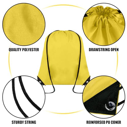 Grneric 100 Pieces Drawstring Backpack Bulk Cinch Sackpack Ployster Drawstring Bags for Gym Party Trip(Yellow) - color: Yellow