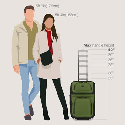 U.S. Traveler Rio Lightweight Softside Rolling Carry-on Suitcase, 2-Wheel Single, Green - color: Green, size: 21"
