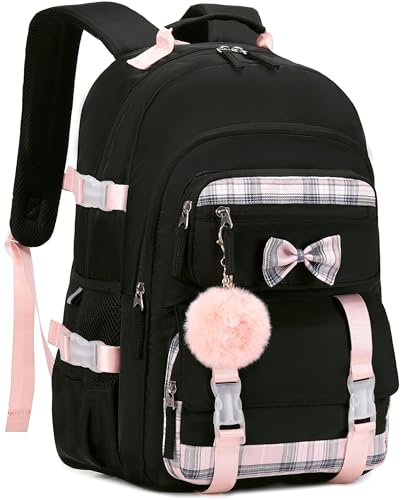 Hey Yoo Cute School Backpack for Girls Backpack for School Bag Bookbag Teen Girl Backpacks for Girls Teens (Black) - color: Black