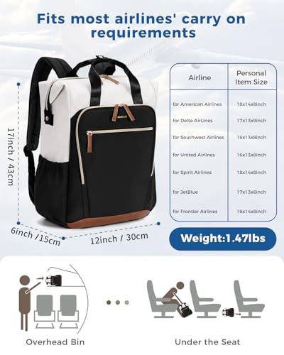 ECOHUB 17" Laptop bag for Women 25L Teacher's Laptop Backpack Work Backpack for Professional Nurse Travel Backpack,Black - color: Black