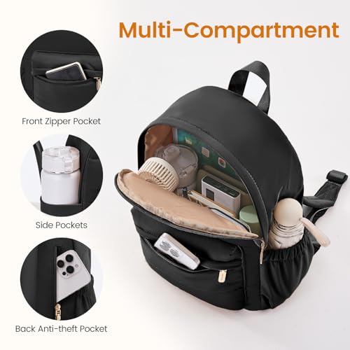 LOVEVOOK Small Backpack Purse for Women, Mini Puffer Lightweight Backpack, Casual Daily Daypack Purse for Women, back pack with Anti-theft Pocket for Travel - color: Bean Green-dark Green