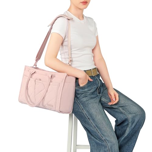 NISHEL Tote Bag for Women, Ultralight Bag with Zipper Closure & Laptop Compartment, Standable Bookbag with Multiple Pockets for College, Work