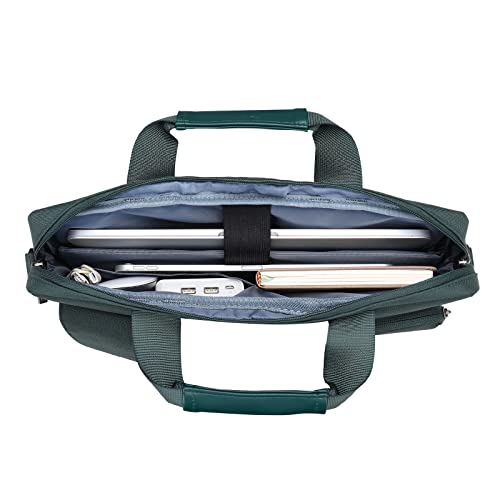 MOSISO Laptop Shoulder Bag 15.6 inch, 15-15.6 inch Computer Bag Compatible with MacBook Pro 16 inch, HP, Dell, Lenovo, Notebook with 2 Raised&1 Flapover&1 Horizontal Pocket&Handle&Belt, Emerald Green - color: Emerald Green, size: 16 inch
