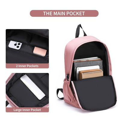 GAEKEAO Classical Basic Travel Backpack for Women Men,Casual Lightweight Bookbag Cute Daypack for College Work Everyday Pink - color: B04 Pink