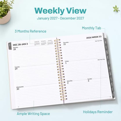 SUNEE 2027 Planner, Weekly and Monthly Calendar Planner, January 2027-December 2027, Daily Agenda with Tabs, Note Pages, Spiral Binding, 6"x8.3", Pastel Garden - color: Pastel Garden