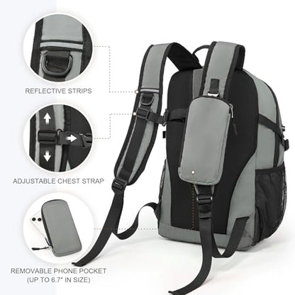 Small Hiking Backpack for Women Men 20L Lightweight Travel Backpack with Phone Pocket Waterproof Daypack for Women Men - color: Grey