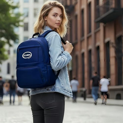 25L Classic Backpack, Polyester, Water Resistant, Multiple Front Zippered Pockets, Padded Back, Adjustable Straps (Blue)
