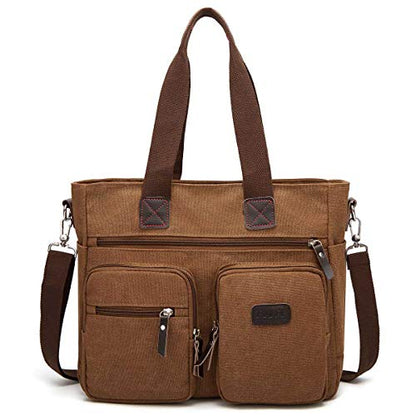 ToLFE Women Top Handle Satchel Handbags Shoulder Bag Messenger Tote Bag Purse Crossbody Bag Travel Work Tote Bag - color: New-brown, size: Double handles with 9.1" drop