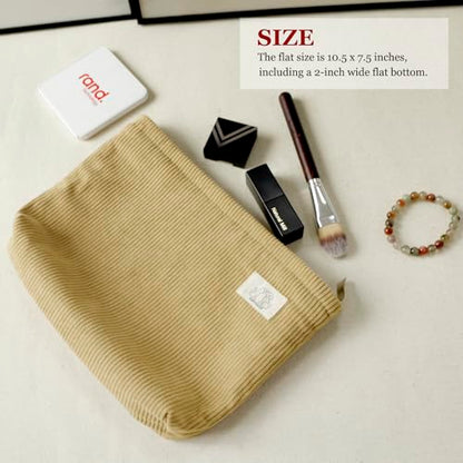 HAPPYHEIDI Large Makeup Bag Travel Cosmetic Pouch, Camel Brown - color: Camel Brown
