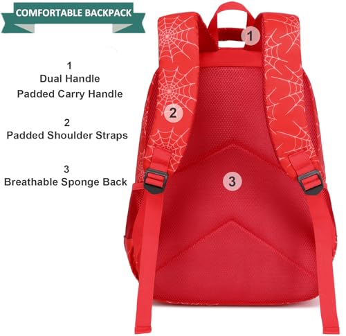 JIANYA School Backpack for Boys and Girls Elementary Children's School Bag Kids Backpack with Lunch Box - color: Letters/ Red