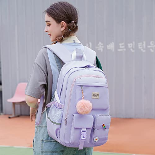abshoo Big Student Laptop Backpack For College Women Middle High School Teen Girls Bookbag Travel Daypack (Purple) - color: Purple